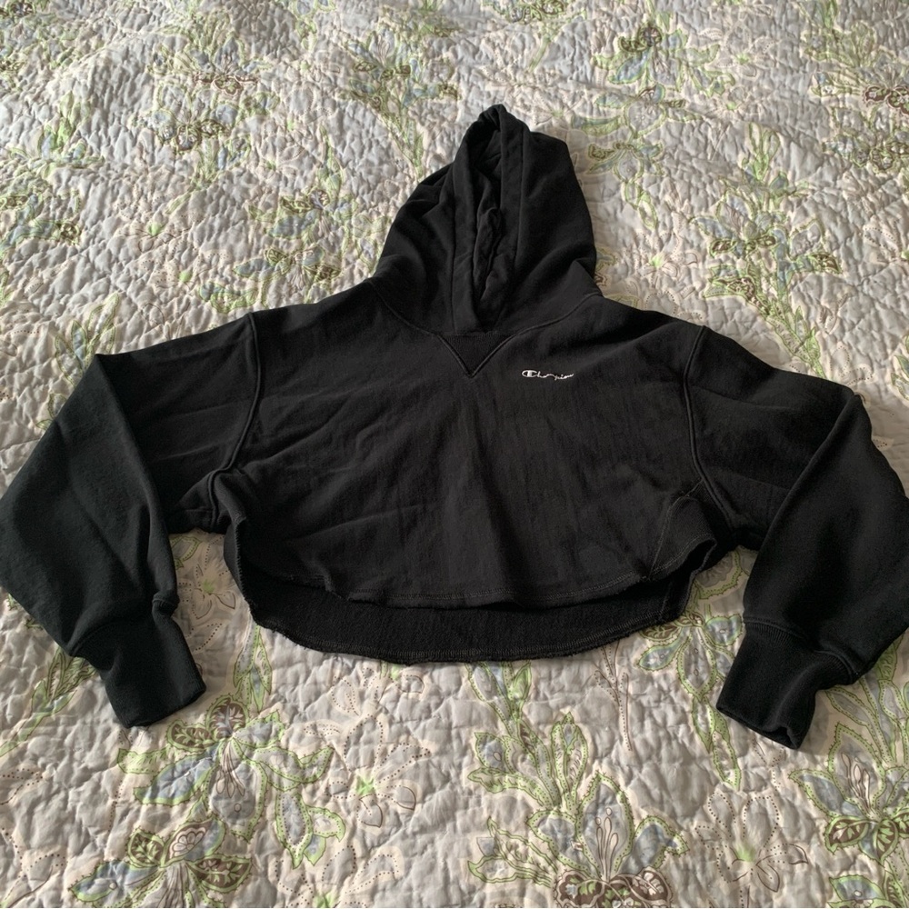 Champion Black Cropped Hoodie